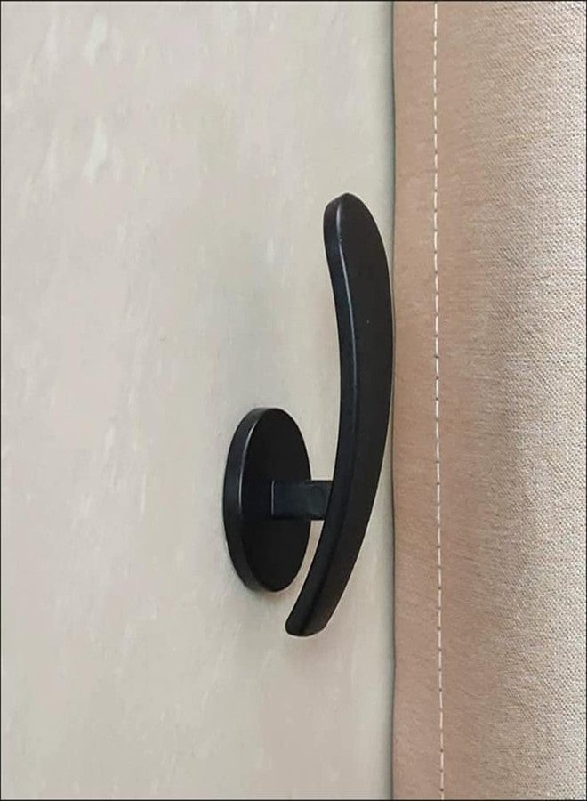 Cciphy Adjustable Self Adhesive Curtain Tieback, Non-Trace Stick Metal Wall Hook Storage Holder, Cute Window Curtain Hook, No Drill Tieback Buckle Curtain Holdbacks for Home Decor, 2 Pack (Black) - Image 3